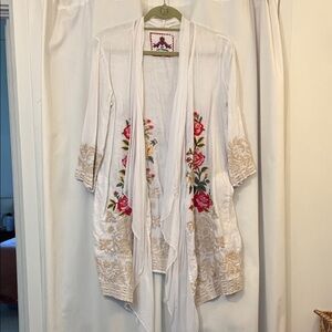 Johnny Was - Floral Embroidered White Kimono